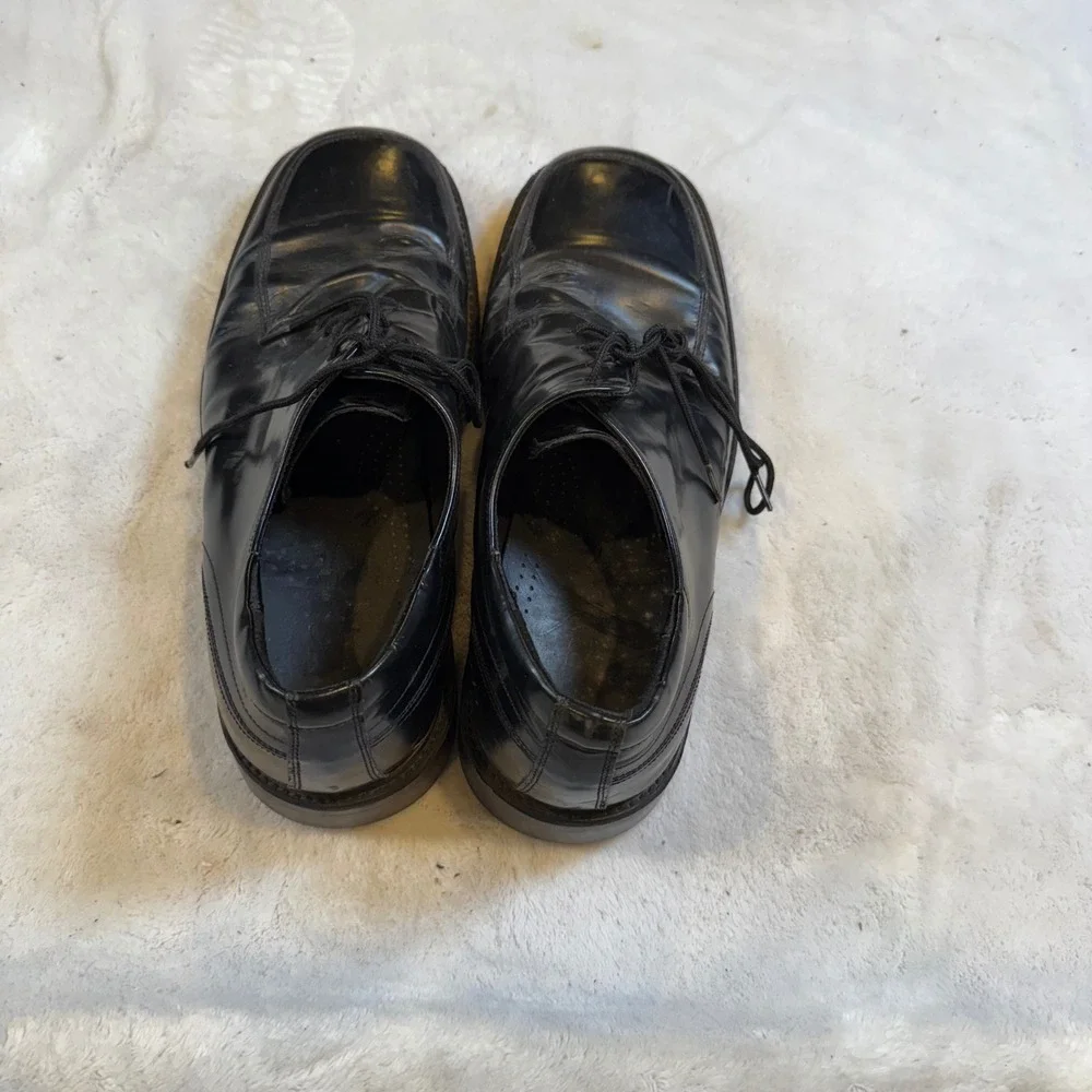 Bostonian Strada Mens 11 M Black Leather Square Toe Dress Shoes Made in Italy